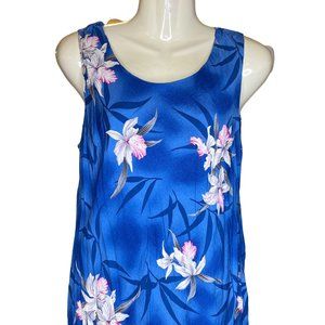 Two Palms Muu Muu Tiki Side Zip Medium Womens High Low Hibiscus Dress